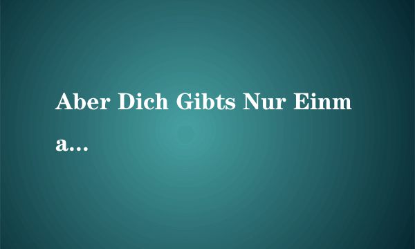 Aber Dich Gibts Nur Einmal F R