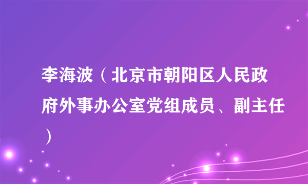 李海波（北京市朝阳区人民政府外事办公室党组成员、副主任）