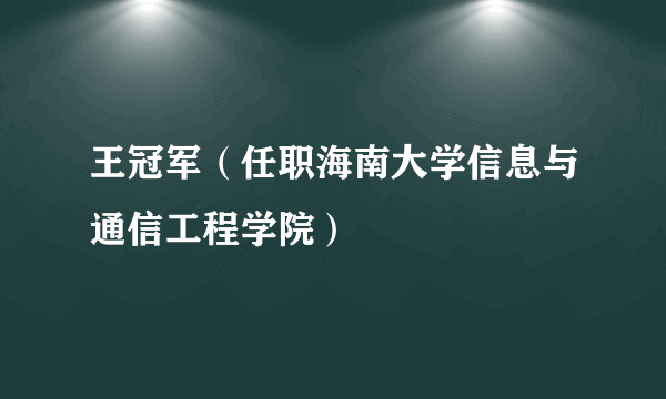 王冠军（任职海南大学信息与通信工程学院）