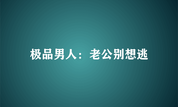 极品男人：老公别想逃