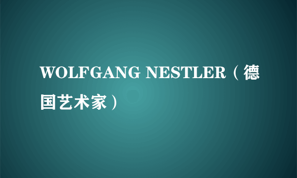 WOLFGANG NESTLER（德国艺术家）
