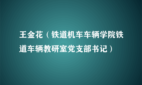 王金花（铁道机车车辆学院铁道车辆教研室党支部书记）