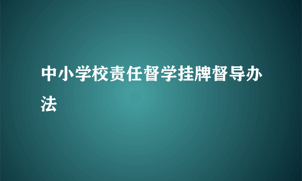 中小学校责任督学挂牌督导办法