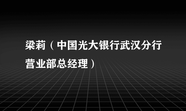 梁莉（中国光大银行武汉分行营业部总经理）