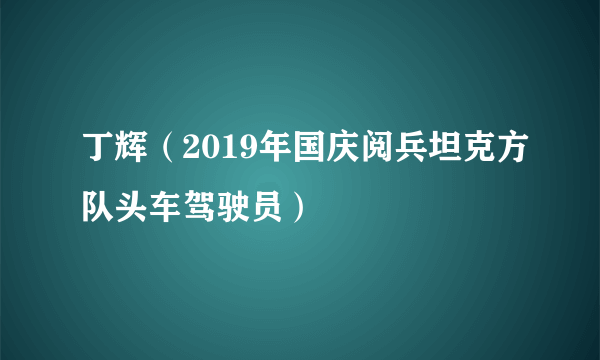 丁辉（2019年国庆阅兵坦克方队头车驾驶员）