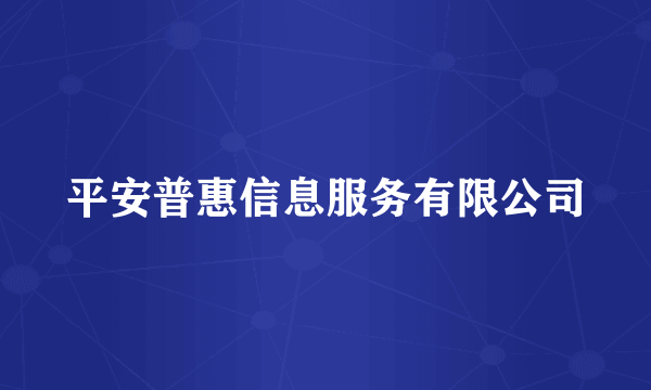平安普惠信息服务有限公司
