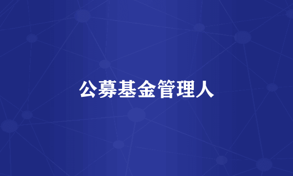 公募基金管理人