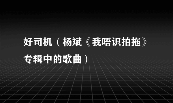 好司机（杨斌《我唔识拍拖》专辑中的歌曲）