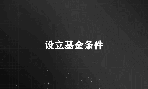 设立基金条件