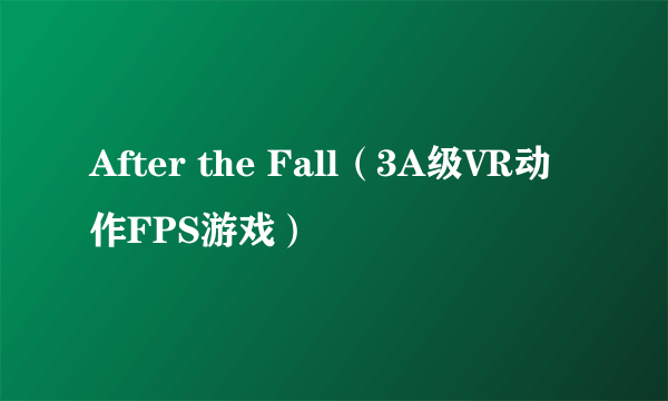 After the Fall（3A级VR动作FPS游戏）