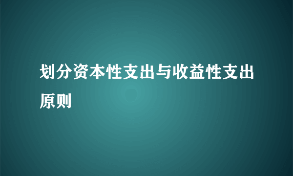 划分资本性支出与收益性支出原则