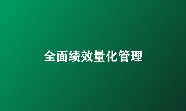 全面绩效量化管理
