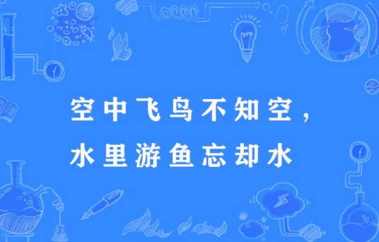 空中飞鸟不知空，水里游鱼忘却水