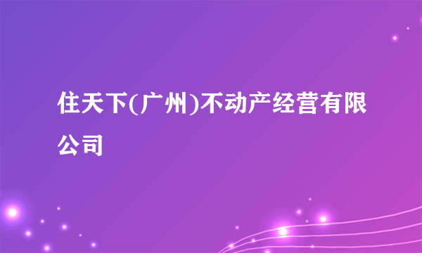 住天下(广州)不动产经营有限公司