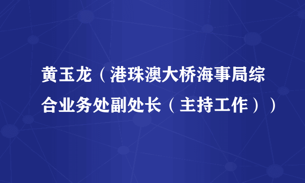 黄玉龙（港珠澳大桥海事局综合业务处副处长（主持工作））