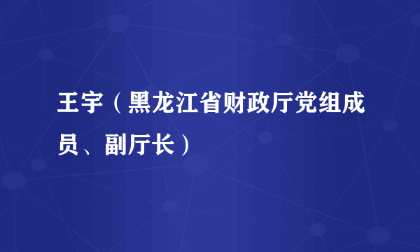 王宇（黑龙江省财政厅党组成员、副厅长）