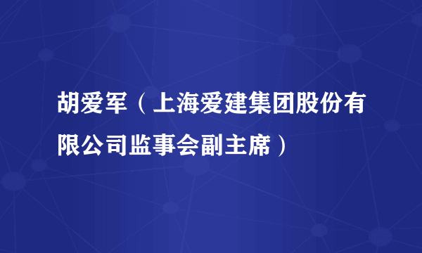 胡爱军（上海爱建集团股份有限公司监事会副主席）