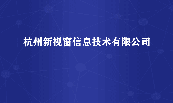 杭州新视窗信息技术有限公司