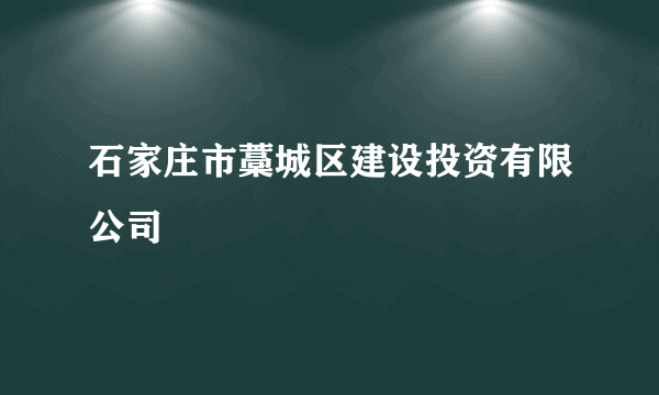 石家庄市藁城区建设投资有限公司