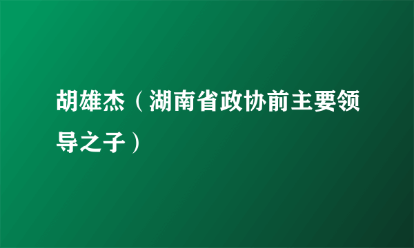 胡雄杰（湖南省政协前主要领导之子）