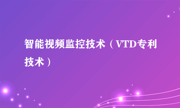 智能视频监控技术（VTD专利技术）
