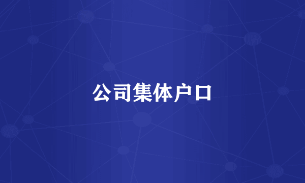 公司集体户口