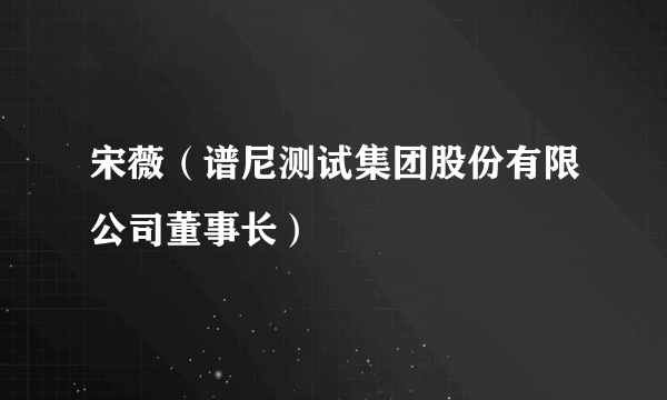 宋薇（谱尼测试集团股份有限公司董事长）