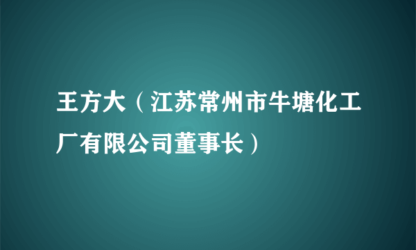 王方大（江苏常州市牛塘化工厂有限公司董事长）