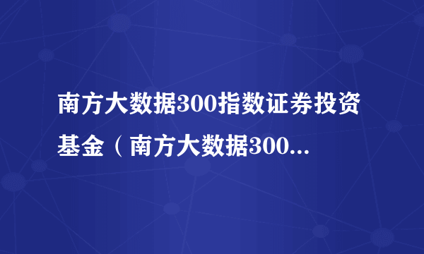 南方大数据300指数证券投资基金（南方大数据300指数C）