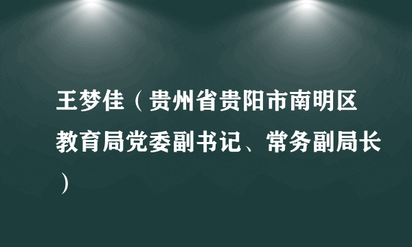 王梦佳(贵州省贵阳市南明区教育局党委副书记、常务副局长)