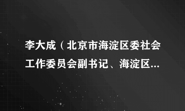 李大成(北京市海淀区委社会工作委员会副书记、海淀区民政局局长)