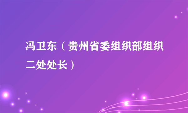 冯卫东（贵州省委组织部组织二处处长）