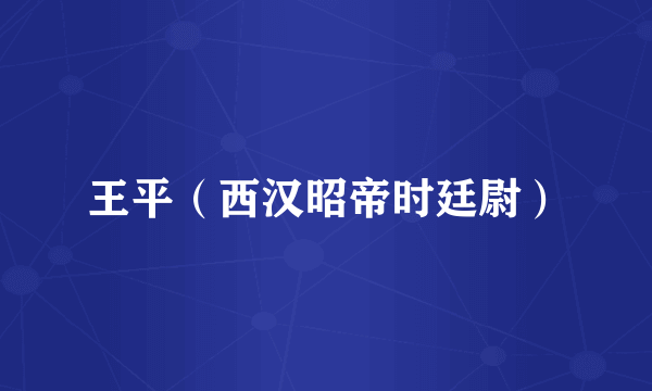 王平(西汉昭帝时廷尉)