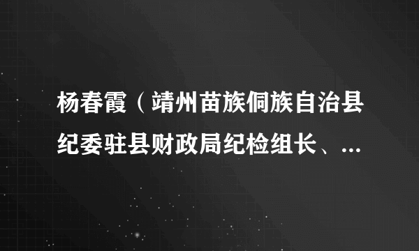 杨春霞（靖州苗族侗族自治县纪委驻县财政局纪检组长、党组成员）