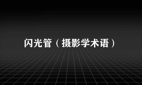 闪光管（摄影学术语）