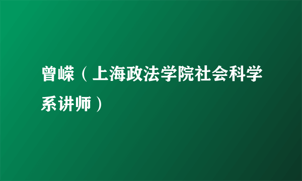 曾嵘(上海政法学院社会科学系讲师)
