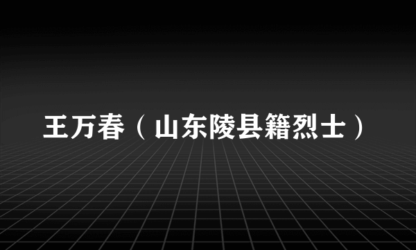 王万春（山东陵县籍烈士）