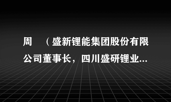 周祎（盛新锂能集团股份有限公司董事长，四川盛研锂业有限公司执行董事，遂宁盛新锂业有限公司董事）