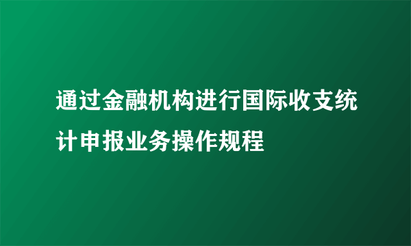 通过金融机构进行国际收支统计申报业务操作规程