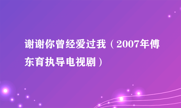 谢谢你曾经爱过我（2007年傅东育执导电视剧）