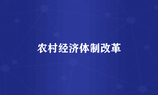 农村经济体制改革