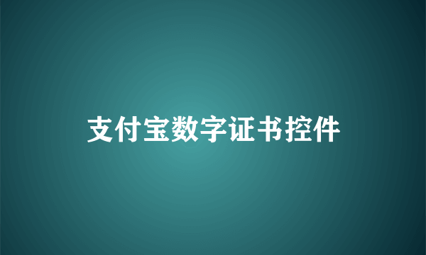 支付宝数字证书控件