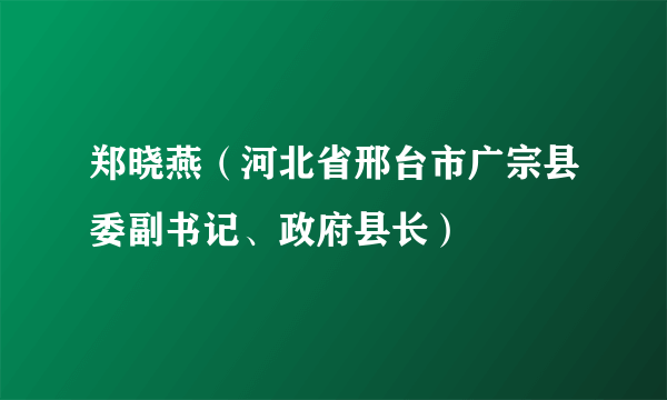 郑晓燕（河北省邢台市广宗县委副书记、政府县长）
