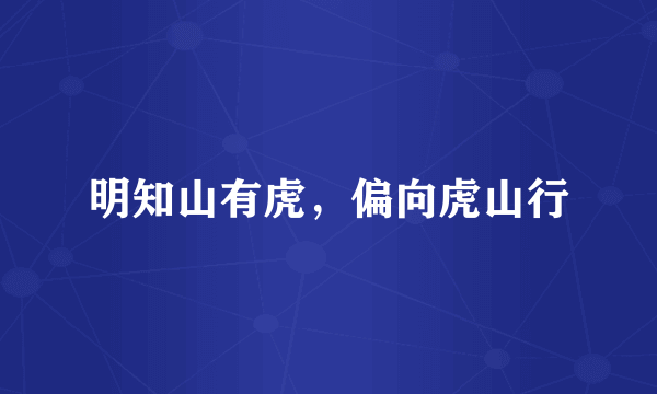 明知山有虎，偏向虎山行