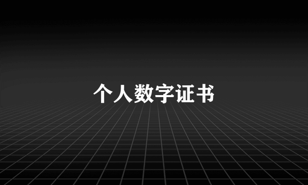 个人数字证书