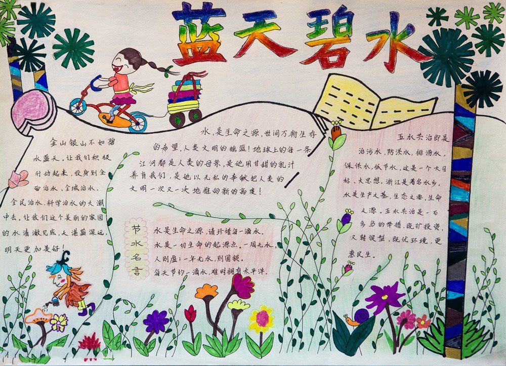 五水共治手抄报怎么画？（求图片）