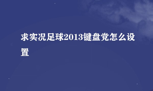 求实况足球2013键盘党怎么设置