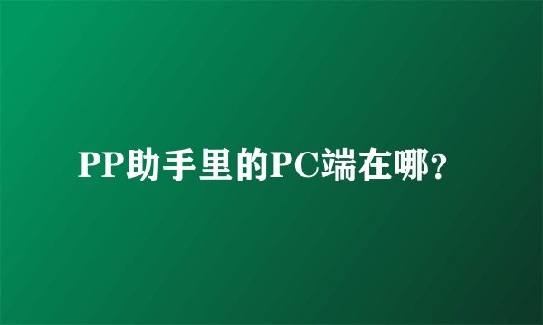 PP助手里的PC端在哪？