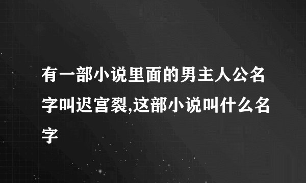 有一部小说里面的男主人公名字叫迟宫裂,这部小说叫什么名字