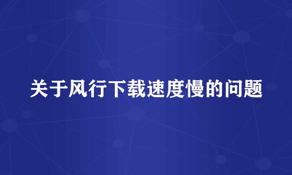 关于风行下载速度慢的问题